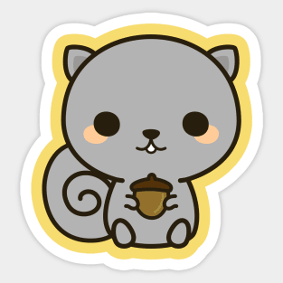 Cute squirrel with acorn Sticker